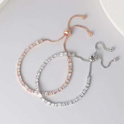Misty Moon, Geometric Zircon Bracelet Rose Gold Plated Adjustable Women'S Bracelet Jewelry