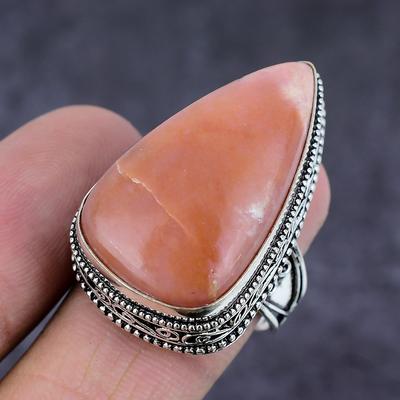 Natural Rhodochrosite Gemstone Handmade 925 Sterling Silver Ring Size 6 s7W16