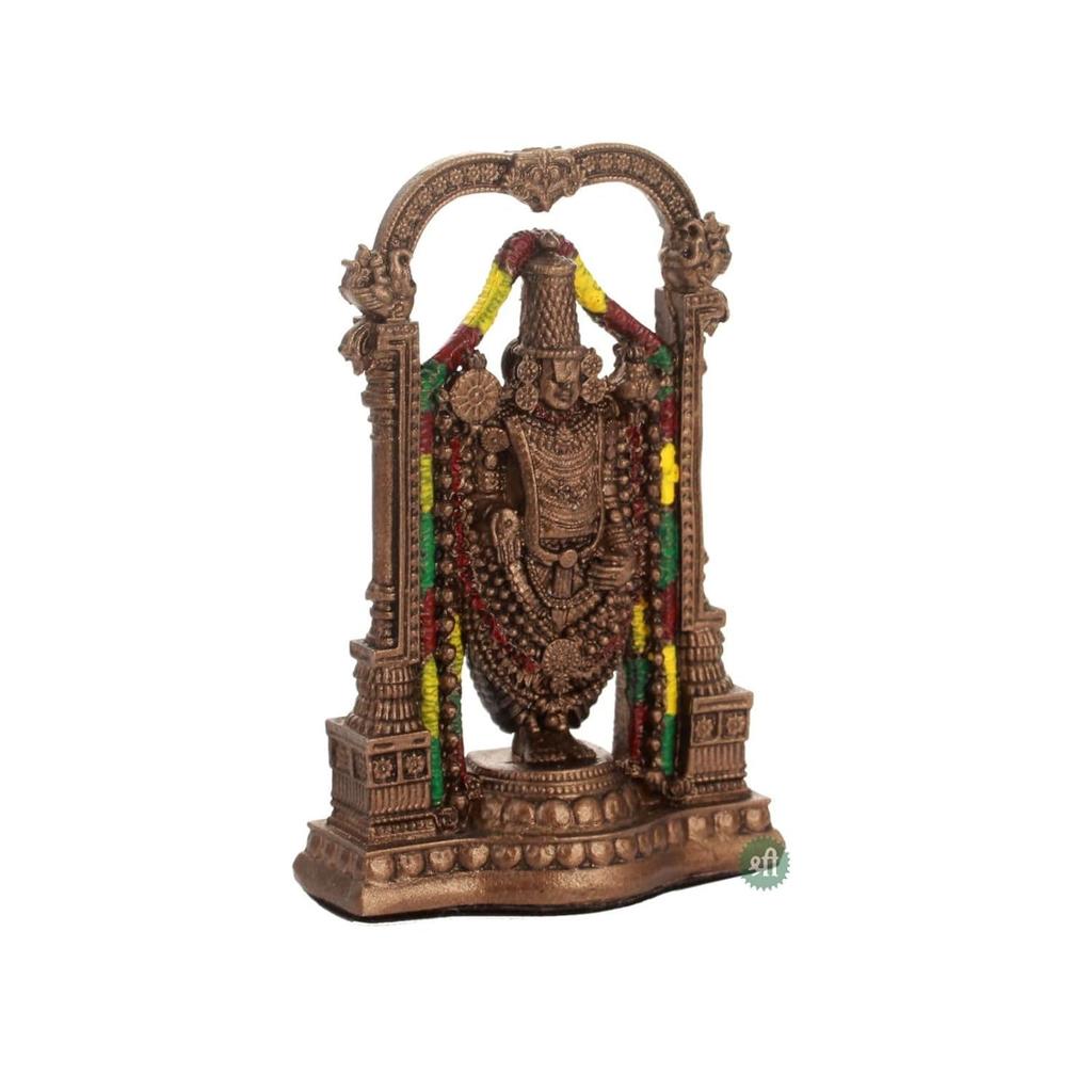 Tirupati Balaji Fine Painting Idol Decorative Showpiece Handcrafted Balaji Murti For Home Office And Gifting Purpose Sculpture (Design 4), Brown