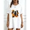 Halloween Oversized T Shirt Black Cats And Pumpkins Print For Women Casual Autumn Party Wear