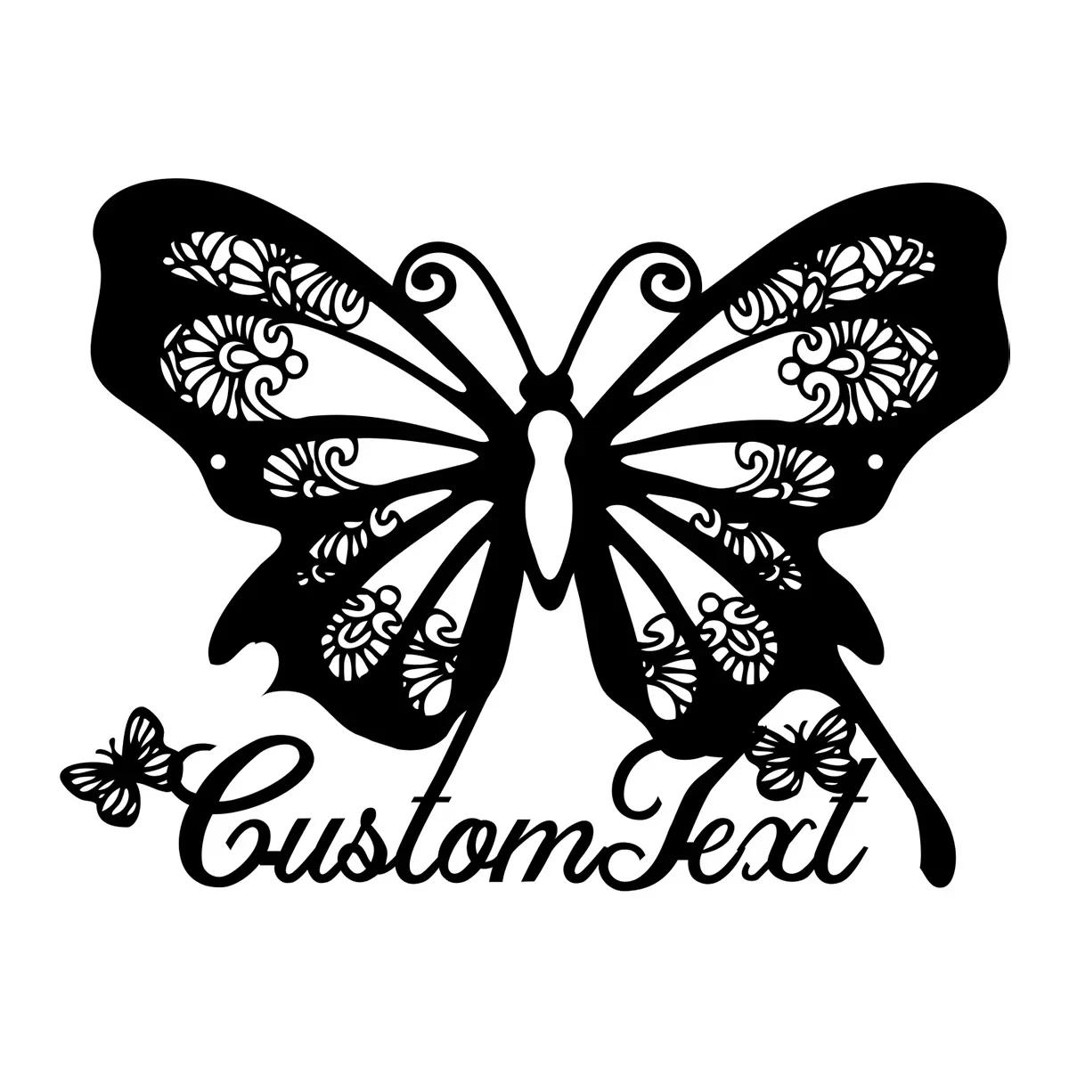 

Butterfly Metal Wall Sign, Personalized Name Plate, Floral Garden Decor, Mother s Day Gift, Custom Wall Art