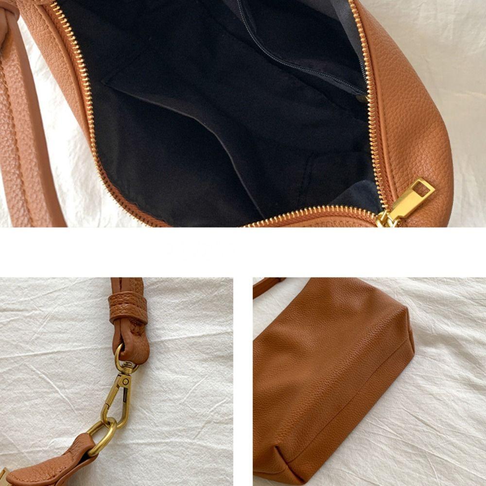 Solid Color PU Hobo Bag Korean Style PU Dumpling Bag Elegant French Style Handbag  Autumn