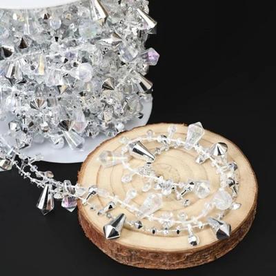 New Transparent Crystal Bead Garland Iridescent Acrylic Crystal Bead String Handicraft Wedding Party Decor Christmas Decorations
