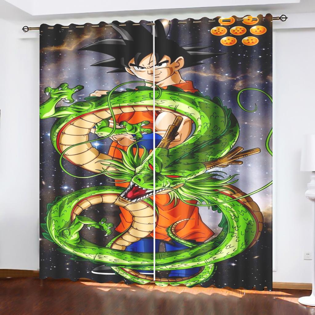 Dragon Ball Anime Curtains for Living Room Bedroom Blackout Drapes 1pc Home Decor Perforated Dustproof