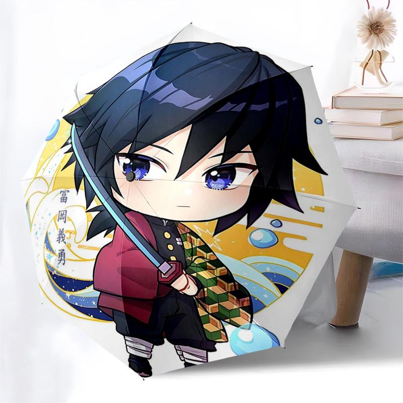 1pc Yoshio Fugawa's Chibi Character Automatic Folding Umbrella - 8 Bone Iron Frame, Portable Tri-Fold Design, Outdoor for Fans, Travelers, Daily Use,