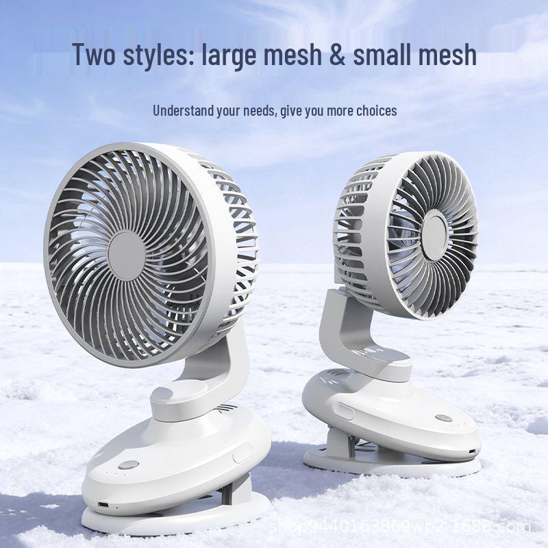 

Compact USB Rechargeable Clip Fan: Desktop & Plug-in, Strong Wind for Home or Office White & Gray (Small Clip Plug-in)