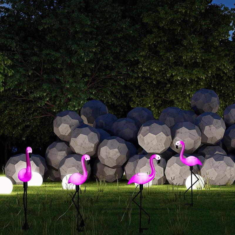 3PCS Solar Flamingo Ground Lamp Outdoor Patio Garden Decoration Led Simulation Decoration Lights
