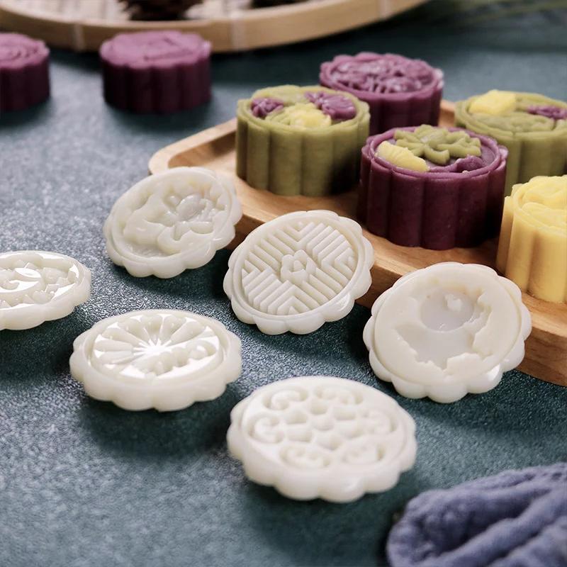 1set DIY Baking Mooncake Mold Hand Press Cookie Stamp Moon for Cake Decor Pastry Diy Tool Bakeware Bar Tool Mid Autumn Festival