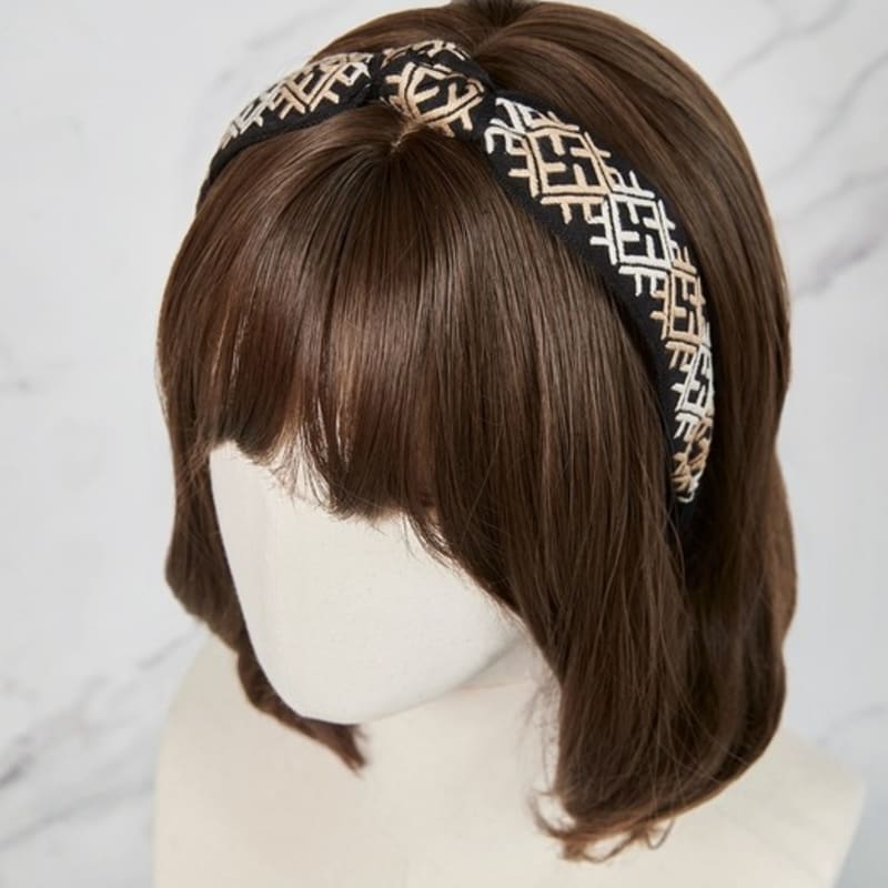 MAIA Pattern Jacquard Hairband - Beige