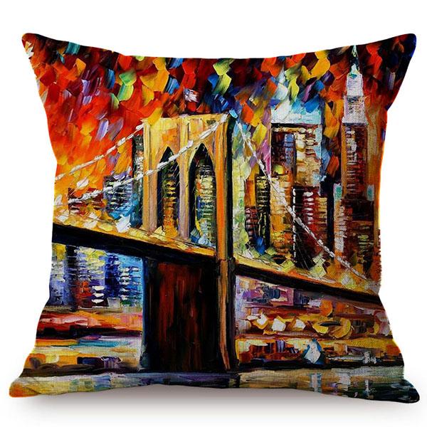 Mediterranean Beautiful Italy Venice City Scenery Oil Painting Style Sofa Decoration Pillow Case Ocean Landscape Cushion Cover
