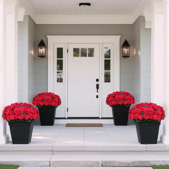 Yousheng Artificial Potted Flower with Green Leaves Realistic UV Resistant Fake Silk Flower with Pot Indoor Outdoor Garden Patio Balcony Bonsai