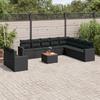 VidaXL Garden Lounge Set 11 Pcs with Cushions Black Braided Resin 3224193