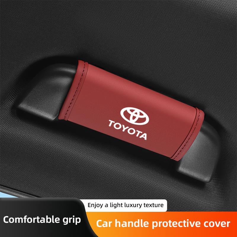 Car Roof Pull Handle Protective Cover Leather Door Handles Case For Toyota Corolla Yaris Aygo Prius Camry Auris Avensis 4Runner