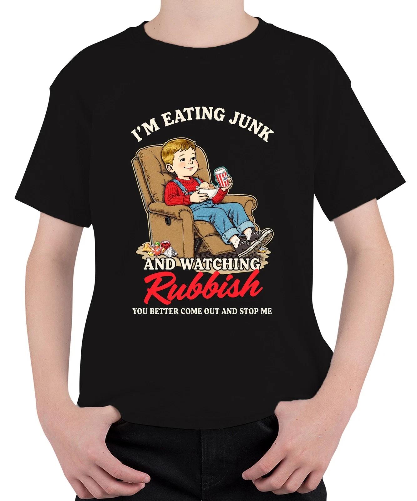 I M EATING JUNK AND WATCHING Rubbish lustig kind filmabend snack Unisex Kinder T M