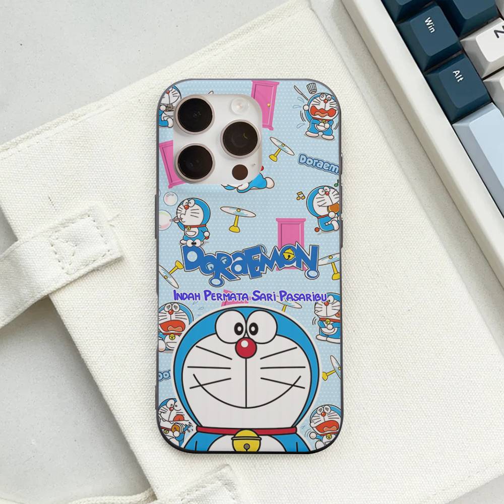 Cartoon D-Doraemons Corrugated Pattern For IPhone 17 16 15 14 13 12 11 16 Pro Max Plus Pro Non-slip Phone Cover
