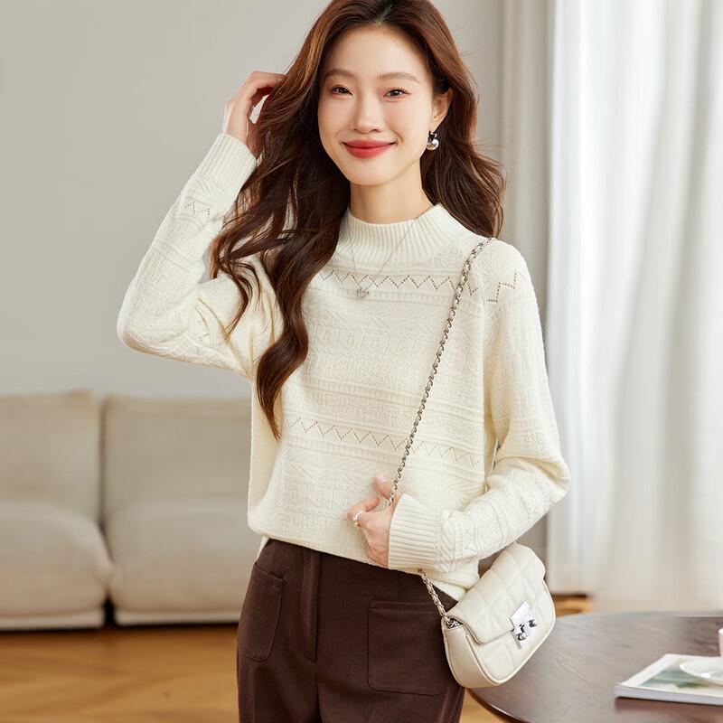 

Srcr Women s 100% Wool Thickened Semi-High Collar Sweater XL