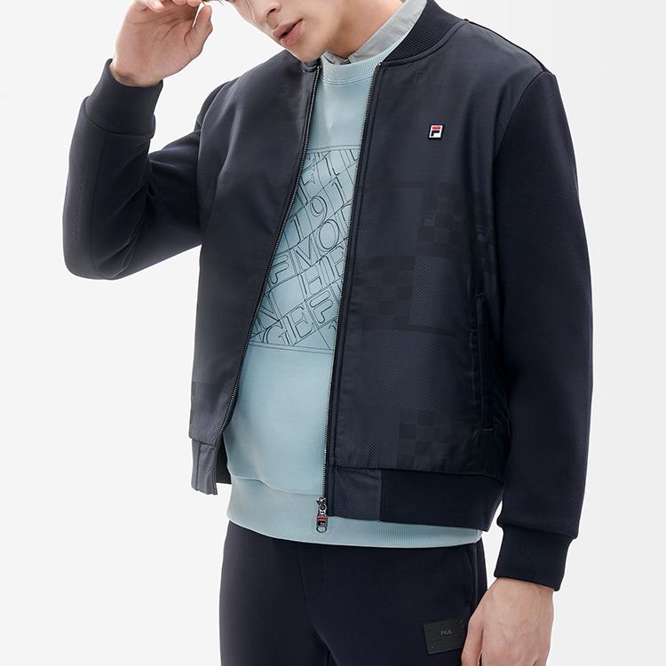 FILA Sports Logo Casual Knitted Jacket Men jackets Legendary-Blue F11M211508F-NV