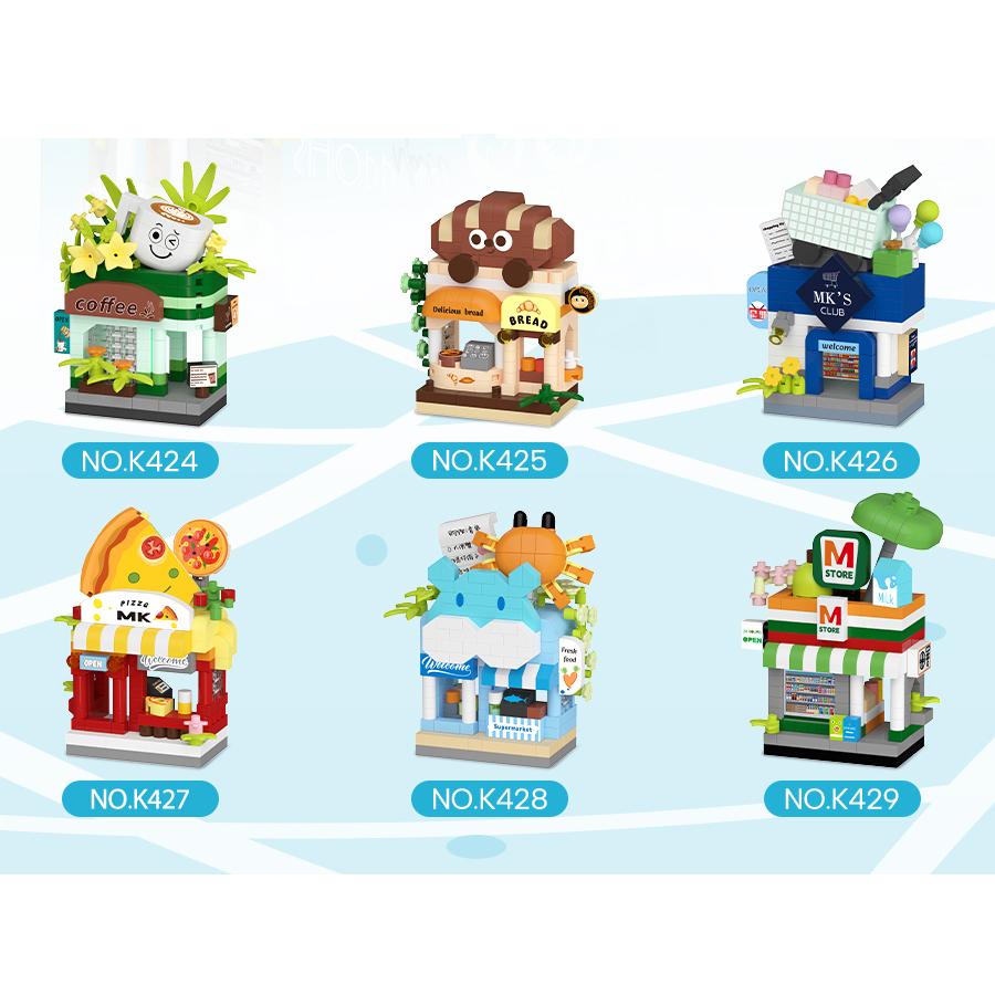Mini Department Store Street View Building Blocks Educational Kids Toys Micro Bricks Shopping Blocks Gifts Items