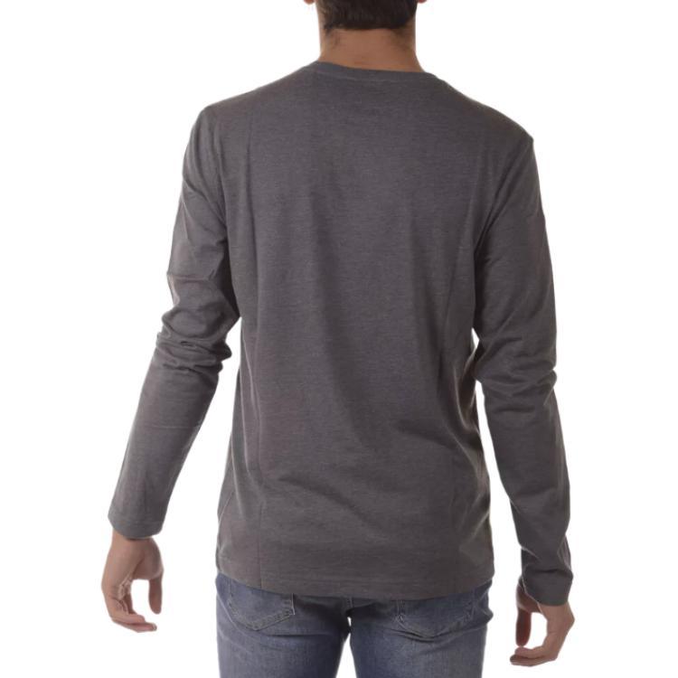 Emporio Armani EA7 Logo Print Crew Neck Long Sleeve T-Shirt Men Tops Gray 6YPT99-PJ30Z-3925