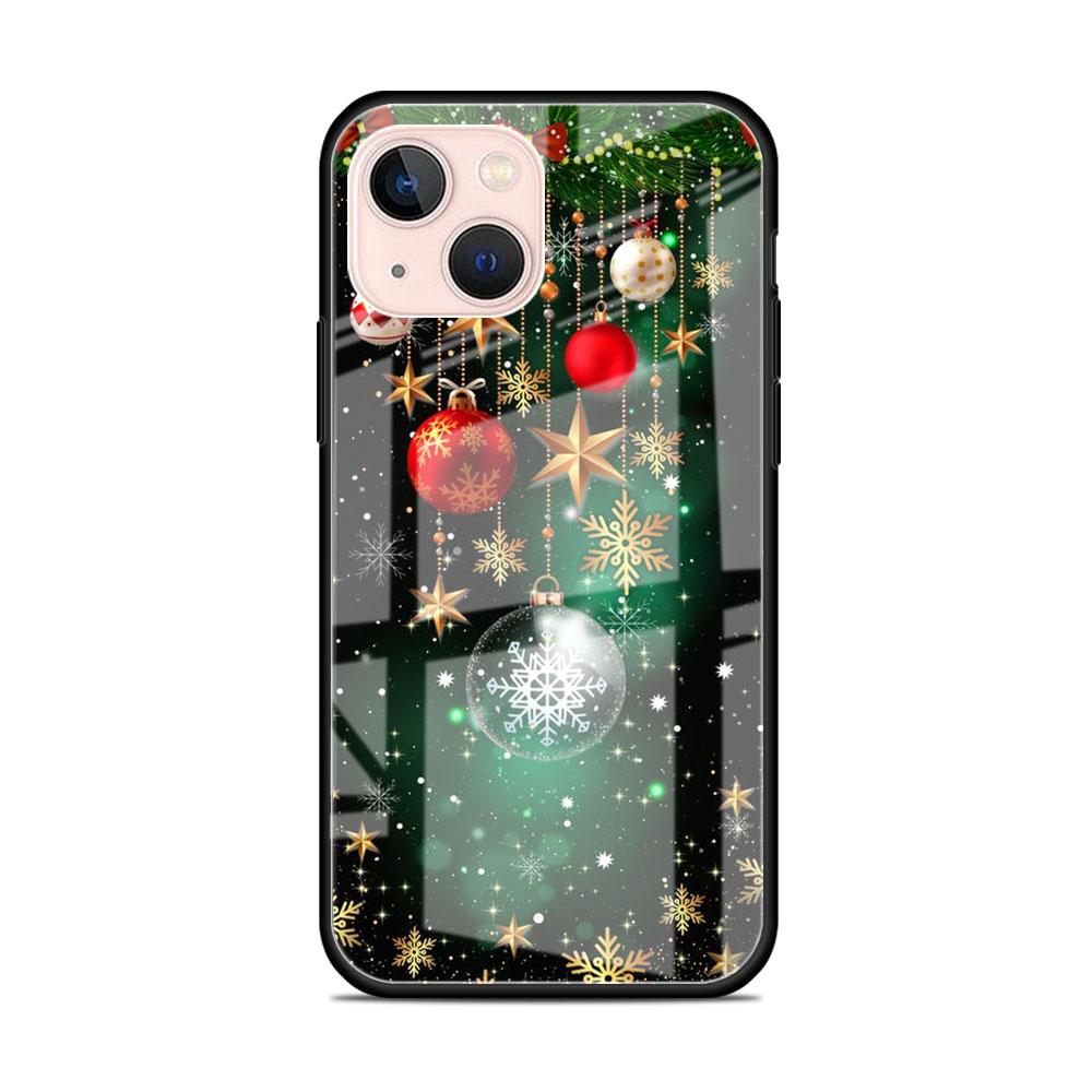 Snow Merry Christmas Glass Case For Apple iPhone 13 14 11 12 Pro 7 XR X XS Max 8 6 6s Plus 13Pro Tempered Phone Cover