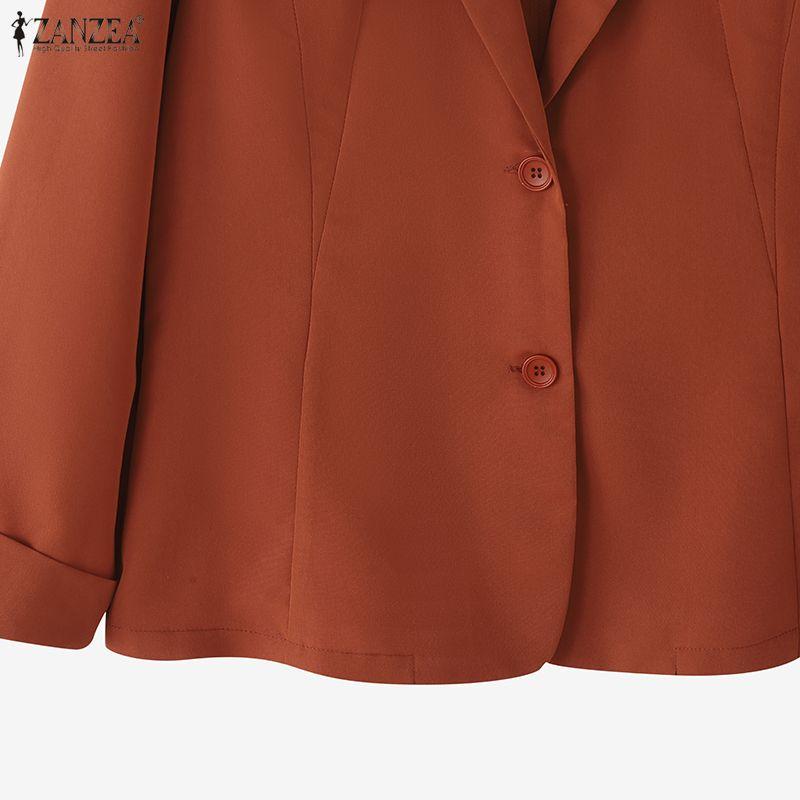 ZANZEA Women Casual Turn Down Collar Long Sleeve Thin Cardigan Blazer