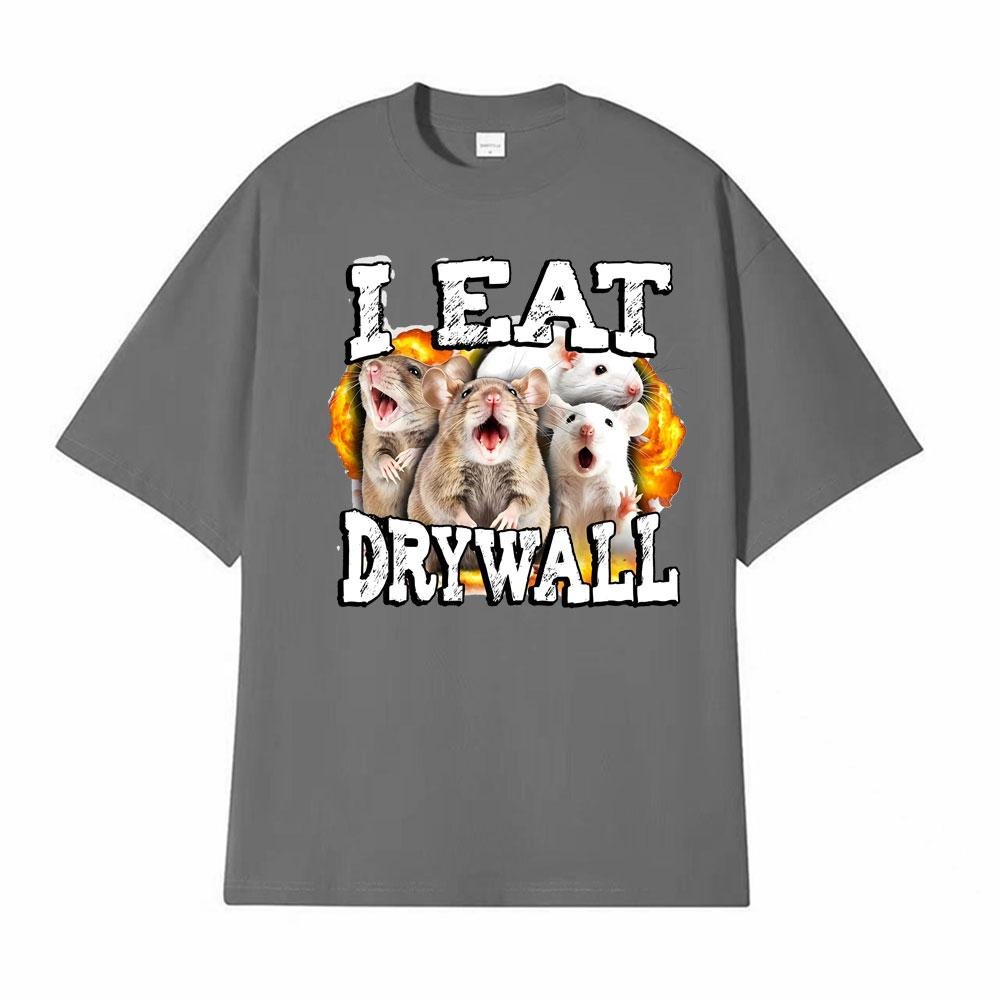Funny Meme I Eat Drywall Cursed Mouse Graphic T-shirt Men Women High Quality Comfort T Shirt Fashion Classic Streetwear T Shirts