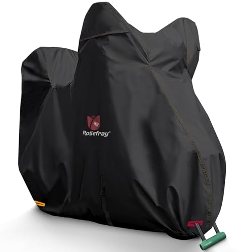 

Rosefray Motorcycle Cover, 300D, High-Durability, Double-Coated, with Waterproof Tape, Super Water-Repellent, UV-Resistant, and Rain/Snow-Resistant (3