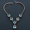 Blue Topaz Necklace Handmade Jewelry, 999 Copper Wire Wrapped Necklace Designer Gemstone Jewelry Adjustable Chain Necklace Gift For Mom