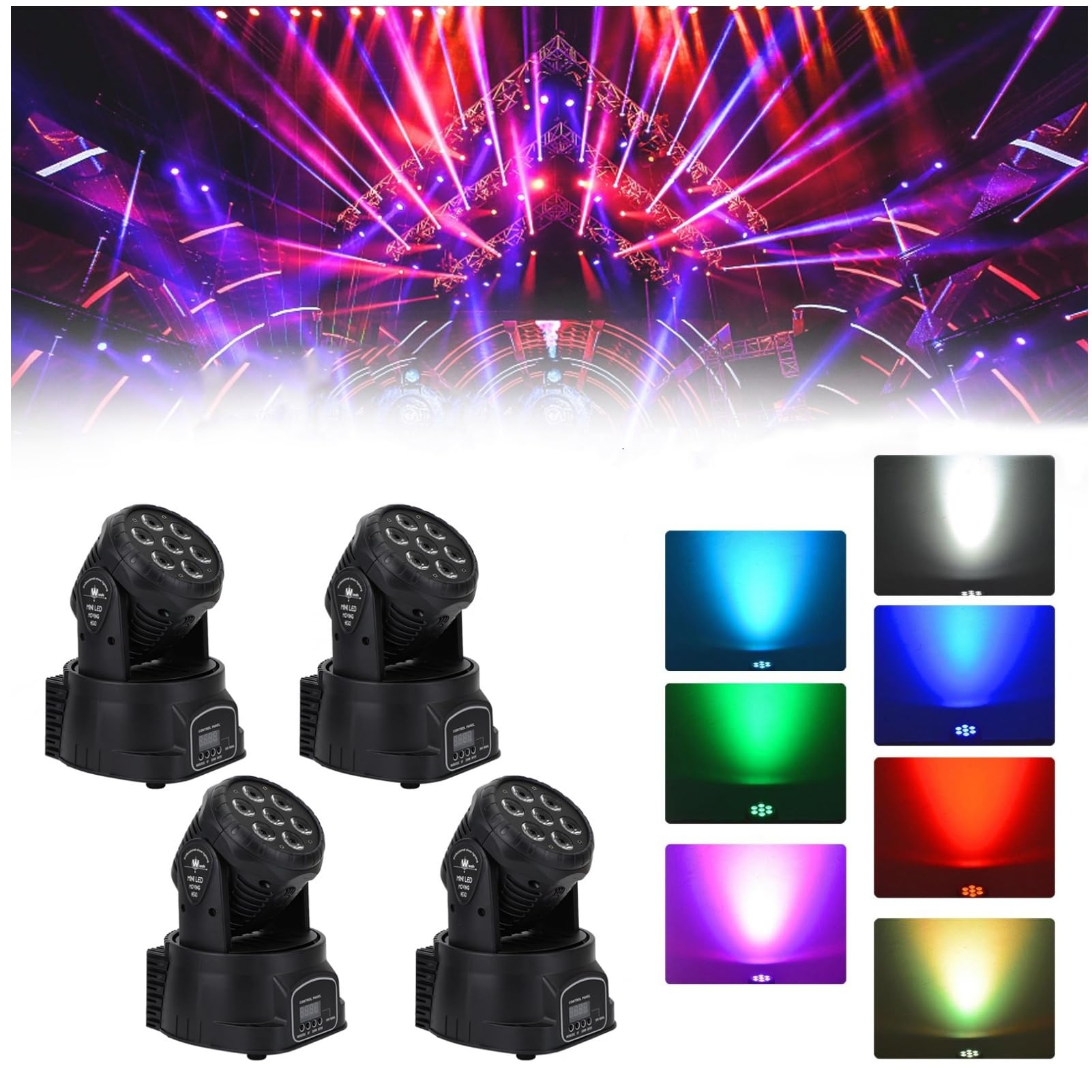 

Frezon Stage Light 7X10W RGBW светодиодный сценический светильник с подвижными каналами, 4 режима управления, совместимый с DMX512 RGBW смешивание цветов, сценический светильник, японский