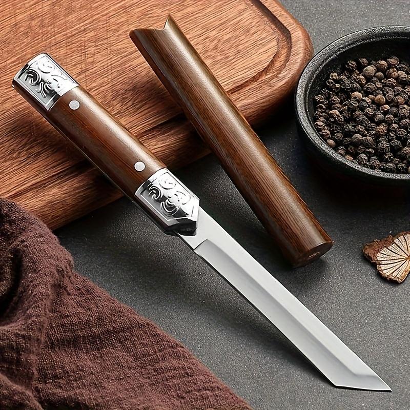 Premium Carved Professional Stainless Steel Outdoor Knife, Meat Cutter, Fruit Peeler, Mini Utility Knife, Portable Knife
