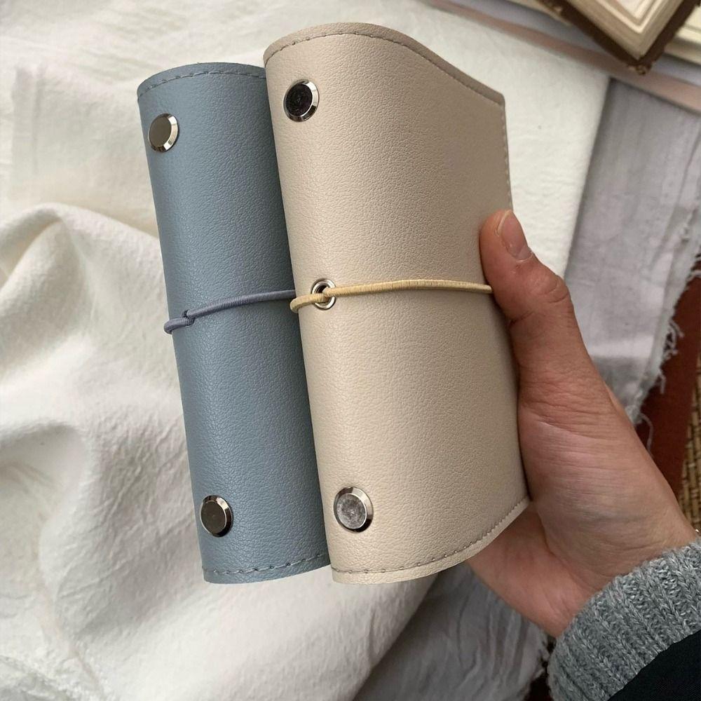 Blank Page Mini Pocket Notebook PU Leather DIY Binder Notebook Loose Leaf Notebook Student