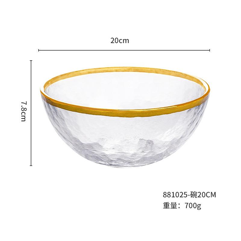 

Набор тарелок и мисок из термостойкого стекла с золотой окантовкой — элегантная прозрачная посуда для украшения дома и вечеринок B