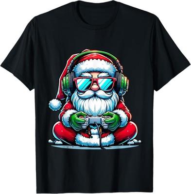Weihnachten Gamer Jungen Videospiel Weihnachtsmann Weihnachten T-Shirt