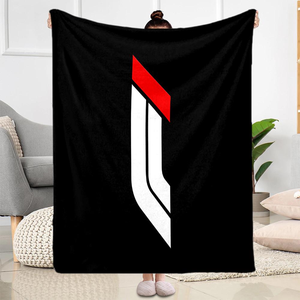 Bold White Logo Design Blanket Soft Warm Cozy Perfect for Sofa Bed Livingroom for All Occasions Stylish Decor Best Holiday Gift for Friends Family
