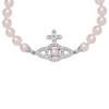 Vivienne Westwood Olympia Pearl Bracelet Cross Crystal Saturn Pattern Plated Gold Pearl Bracelet Women bracelet Silver 6103007R02P373
