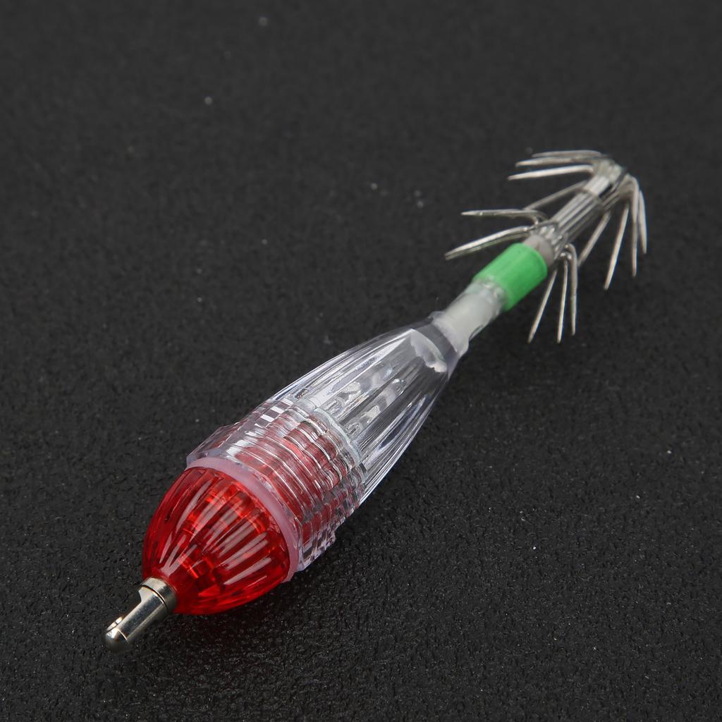 Fishing LED Lure Light Squid Shape Red Light Color Bait Underwater Lamp with Hook