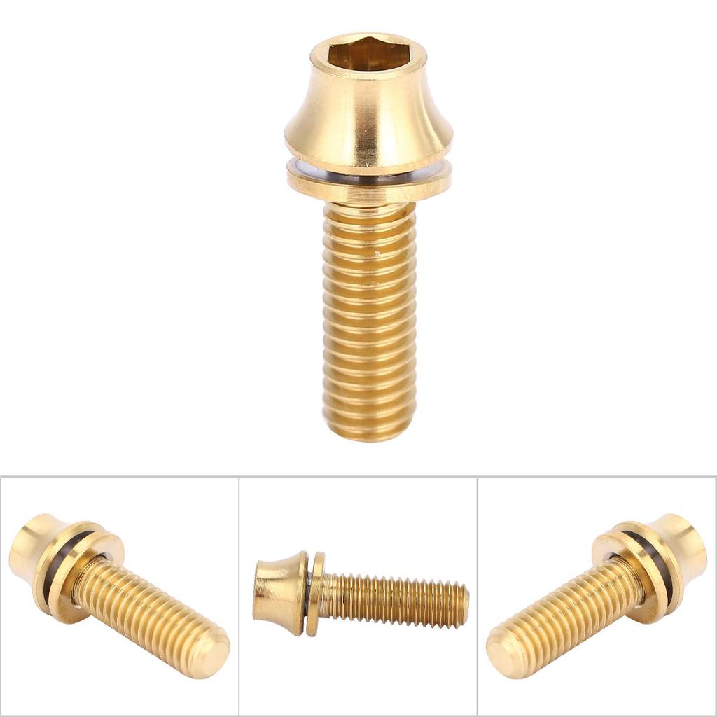 Bicycle Titanium Alloy Water Bottle Cage Screw Bolt M5x12 16mm with Washer (Gold M5x16)
