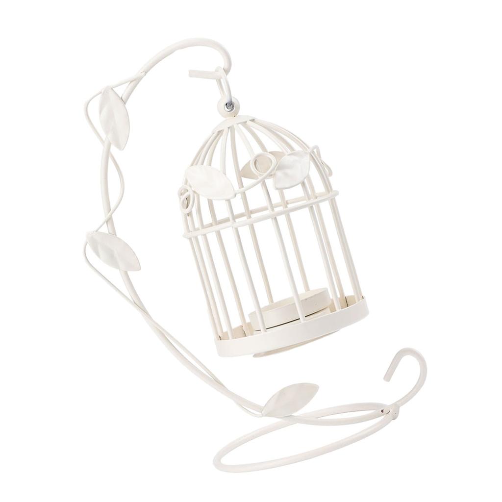 Innovativer Kerzenhalter aus Eisenblättern, ausgehöhlter Käfig, zum Aufhängen, Kerzenständer, Haushaltsdekoration, Weiß