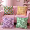 Checkered Flower Pattern Pillow Case Plush Fabric Soft Double-Sided Printed Sofa Warm Winter Home Gift Cushion Cover