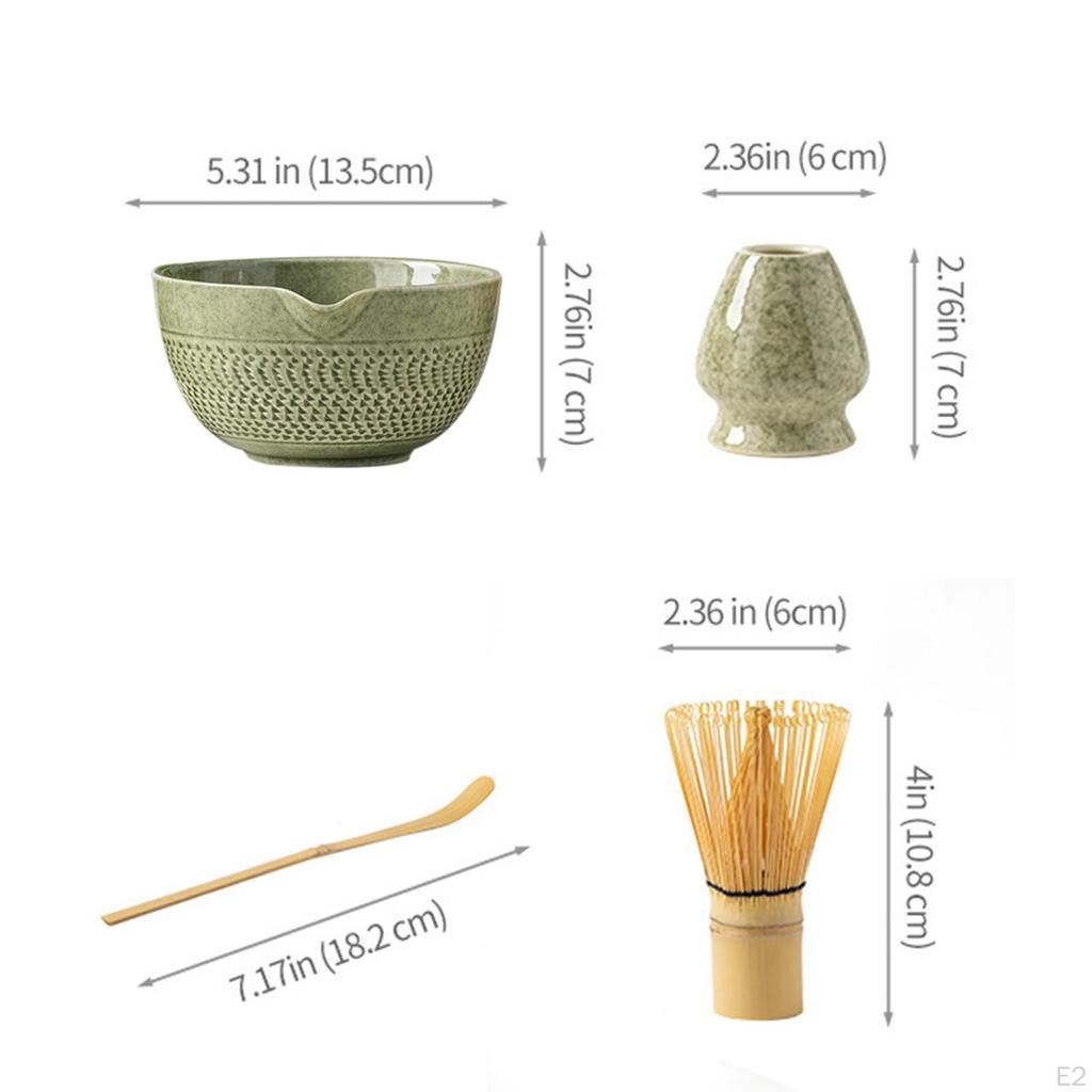 Matcha Preparation Kit Featuring Bowl, Spoon, and Bamboo Whisk Accessories