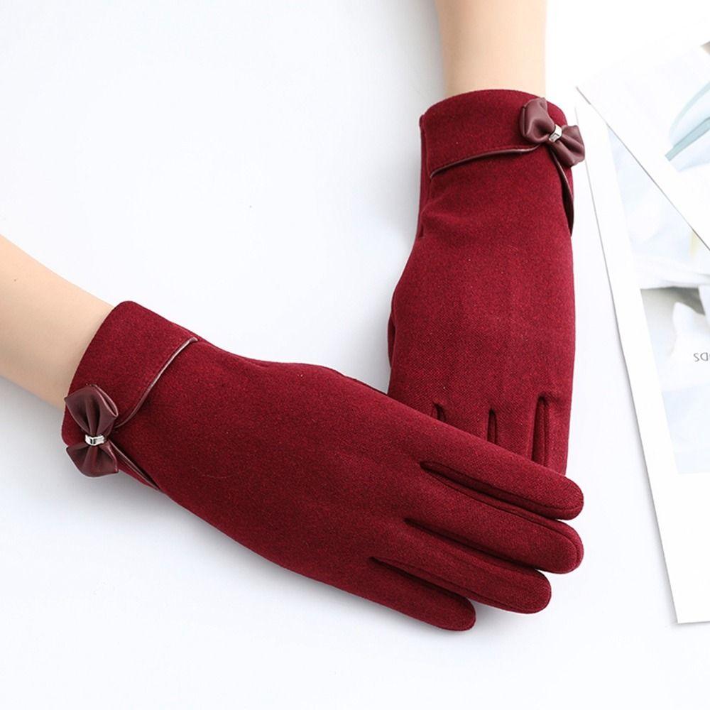 Velvet Warm Gloves Suede Mittens Full Finger Gloves Female Gloves Winter Gloves  Gloves