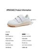Women's White Platform Sneakers - 5cm Height Boost, Autumn Casual, Velcro, Thick Sole, Genuine Leather.
