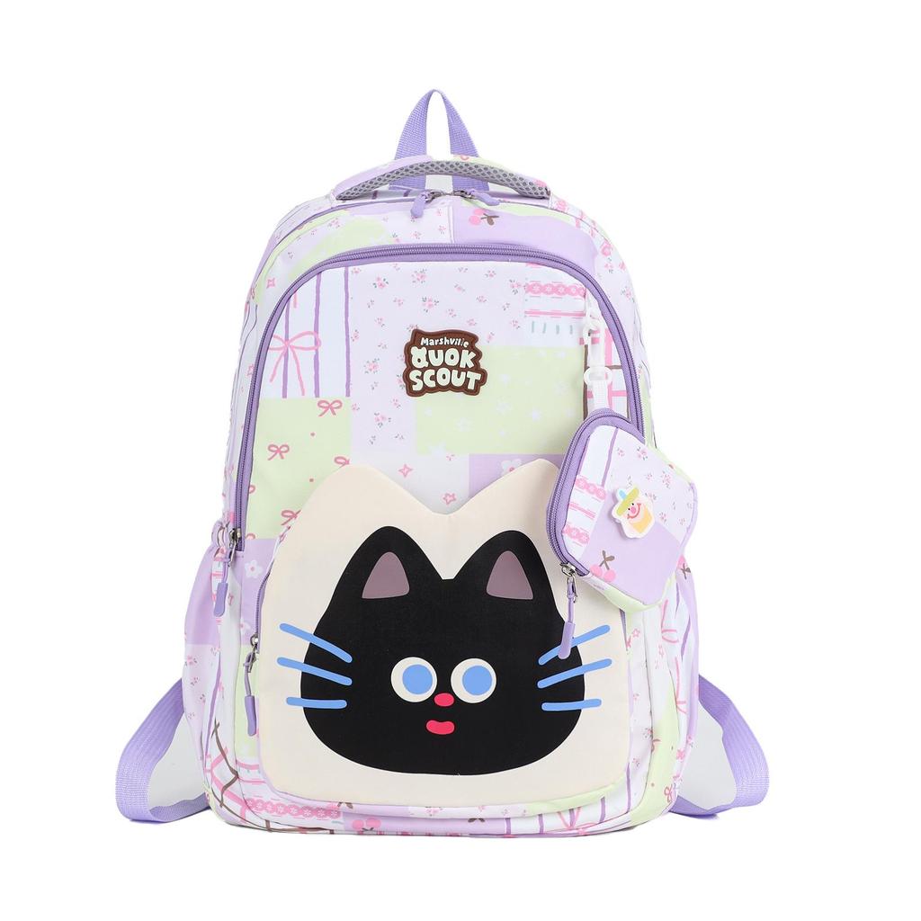 Lightweight Large Capacity Cat Cartoon School Backpack for Boys and Girls
