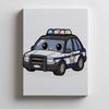 Police Car Poster Police Car Poster, 30X40 Cm, White Wooden Frame, 230 Gsm Matte Paper