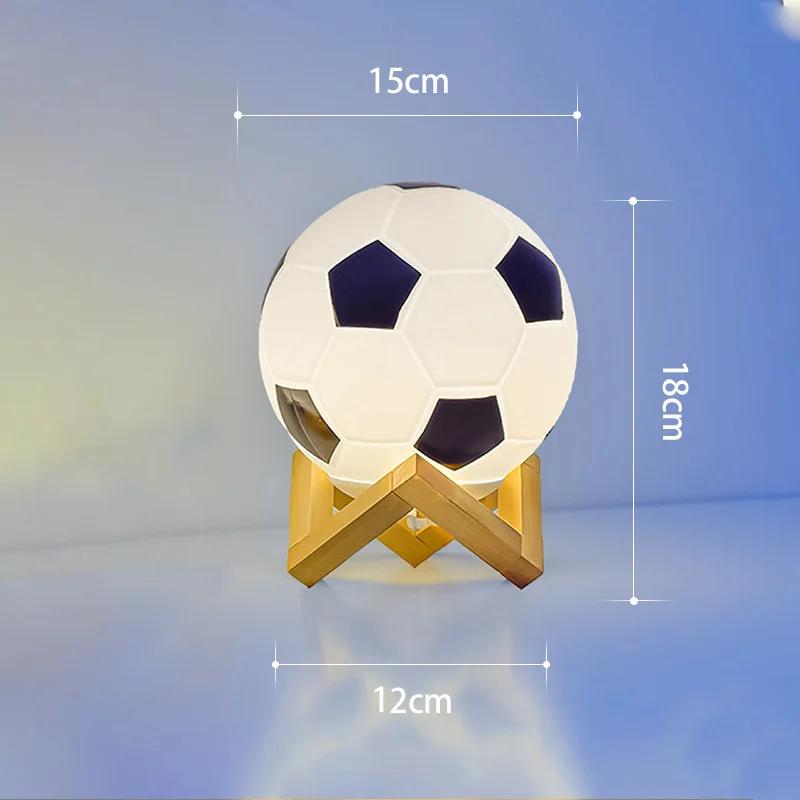 World Cup Football Remote Control LED Solid Wood Glass Small Table Lamp Remote Control Dimming Household Bedside Bedroom