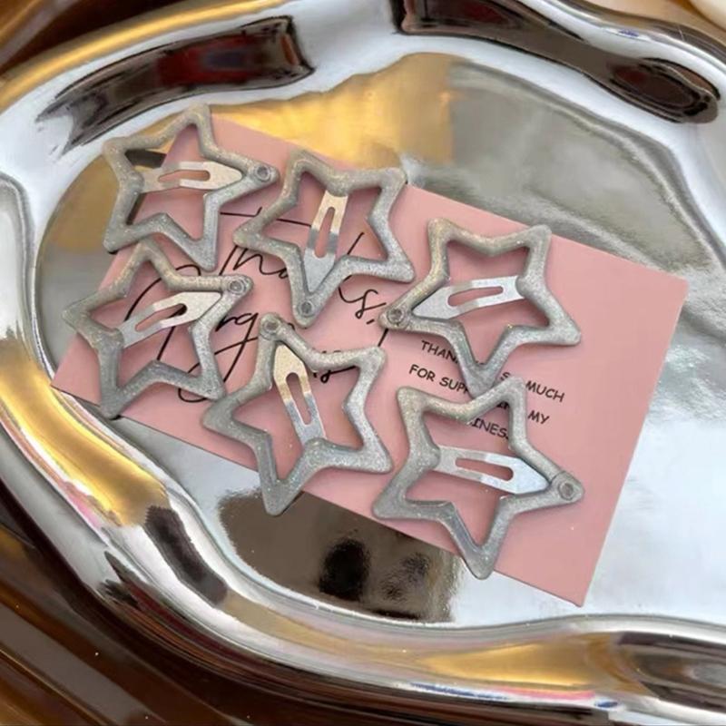 2Piece Star Snap Hair Clip Non-slip Metal Hair Barrettes Hair Accessory for Women Girls Fashion Star Hairpin for Kids