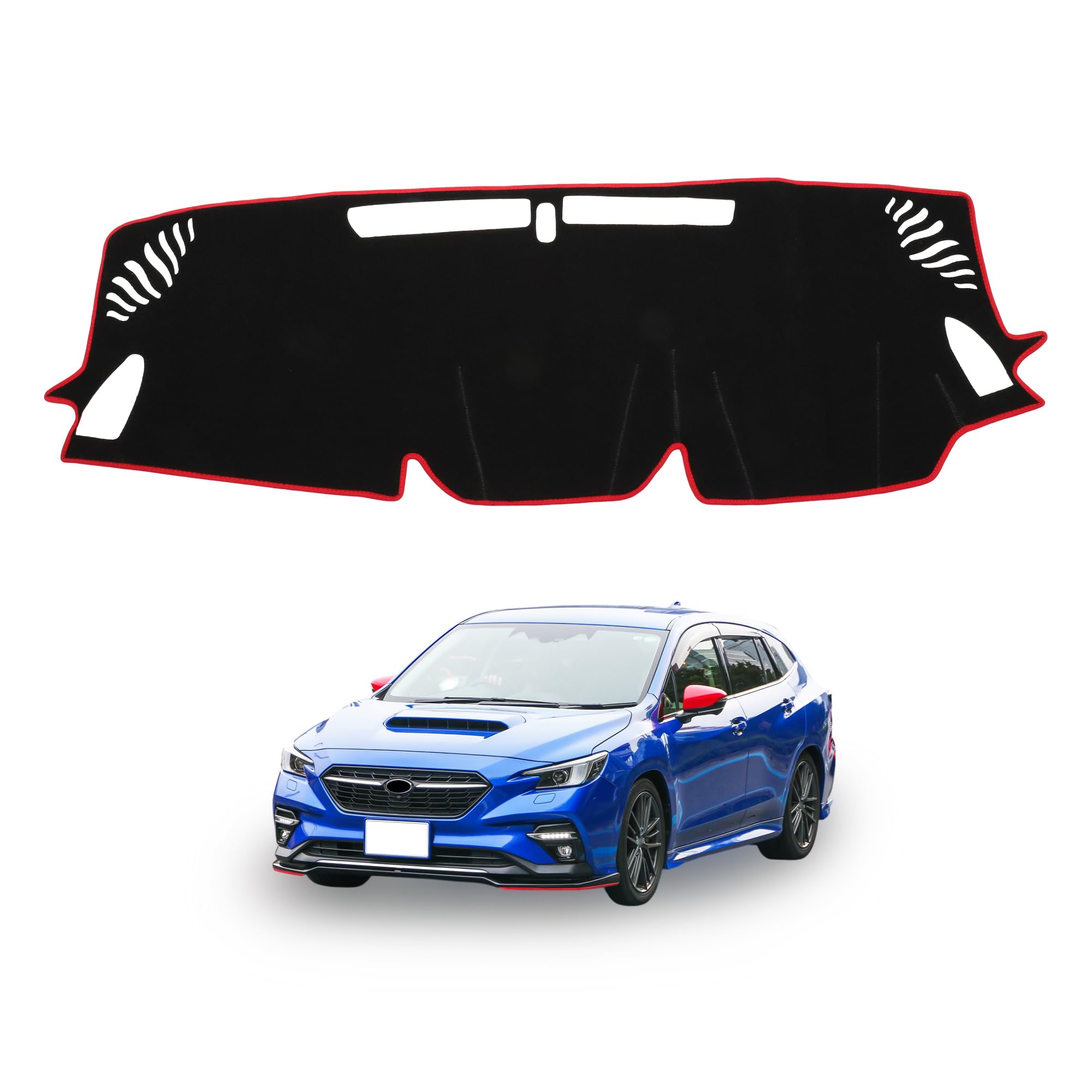 FUELHOOD Compatible with Subaru Levorg Dashboard Protective Sun Heat Reduced Scratch Clear Polyester Black with Red Interior Accessories (VN Series)