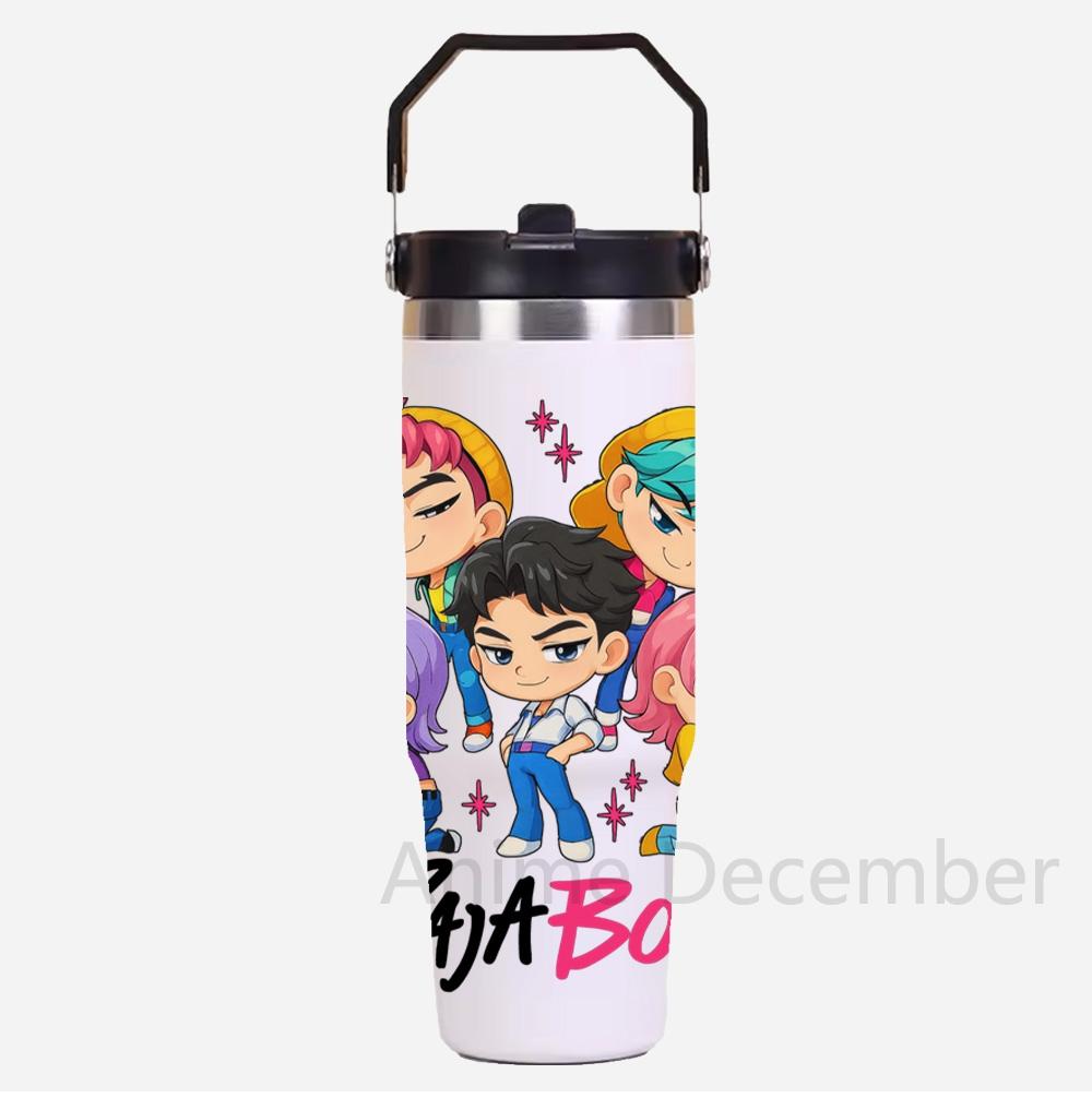 

30Oz Anime K-Pop American Simple Solid Color Stainless Steel Thermos Portable Car Easy To Carry Water Cup Thermal Insulation Cold Ice Cup