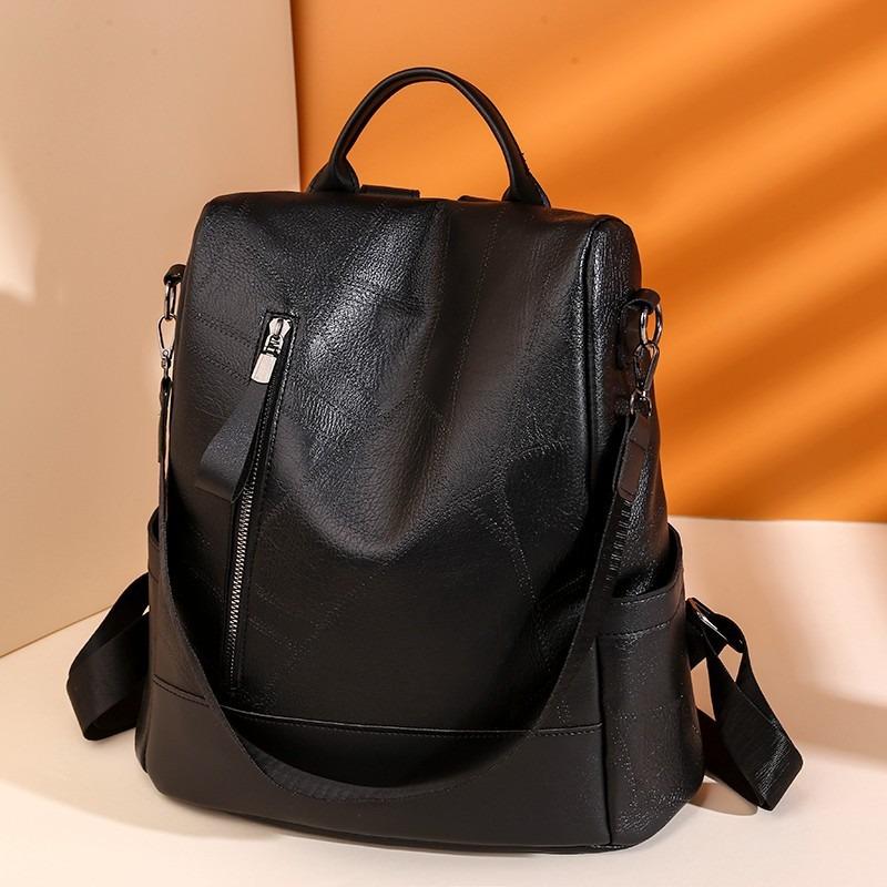 Backpack women's new fashion trend leather high sense retro simple light casual commute to work backpack