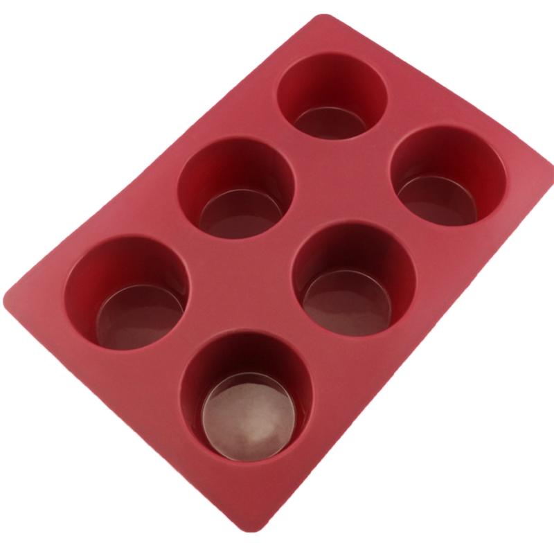6 Holes DIY Silicone Molds Round Shape Cupcake Baking Pans Baking Accessories Non-stick for Chocolate Cake Jelly Pudding